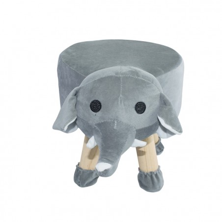 Pouf en tissu souple 372025 en forme d’éléphant en bois et tissu 40x27xH30 cm