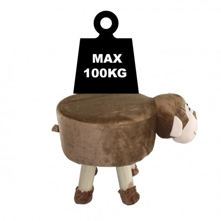 Pouf en tissu souple 372025 en forme de singe en bois et tissu 40x27xH30 cm