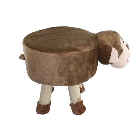 Pouf en tissu souple 372025 en forme de singe en bois et tissu 40x27xH30 cm