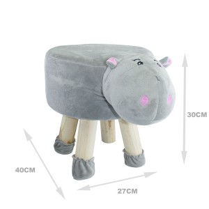 Pouf en tissu souple 372026 forme Hippopotame en bois et... 2