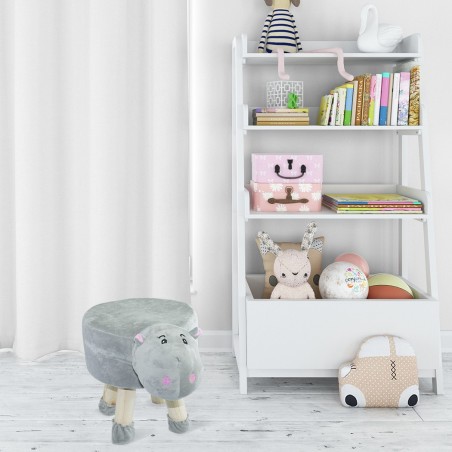 Pouf en tissu souple 372026 forme Hippopotame en bois et tissu 40x27xH40 cm
