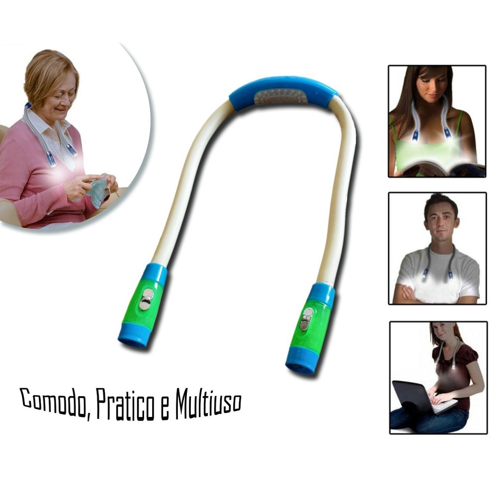 Lampe cou - double lumière led collier souple caoutchouc - polyvalente 4 LED 