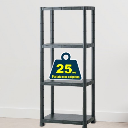 Étagère modulaire en plastique KRONOS avec 4 étagères 60x30xH143 cm résine NOIR