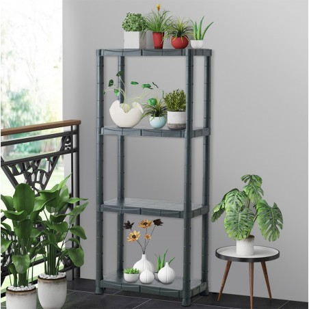 Étagère modulaire en plastique KRONOS avec 4 étagères 60x30xH143 cm résine NOIR