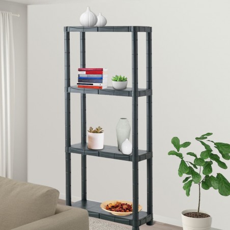 Étagère modulaire en plastique KRONOS avec 4 étagères 60x30xH143 cm résine NOIR