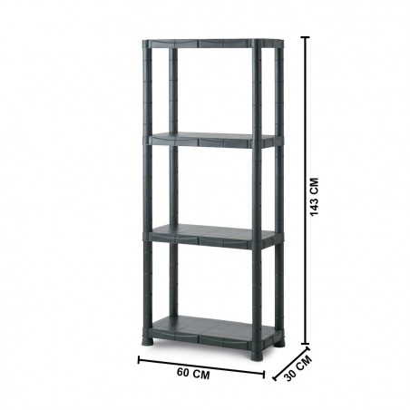 Étagère modulaire en plastique KRONOS avec 4 étagères 60x30xH143 cm résine NOIR
