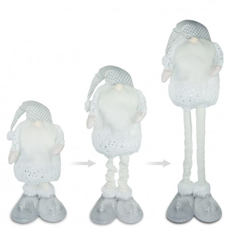 Gnome blanc avec barbe longue 383030 de 54cm avec hauteur réglable jusqu’à 105cm