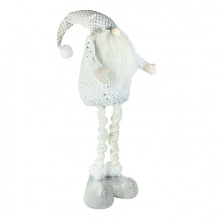 Gnome blanc avec barbe longue 383030 de 54cm avec hauteur réglable jusqu’à 105cm