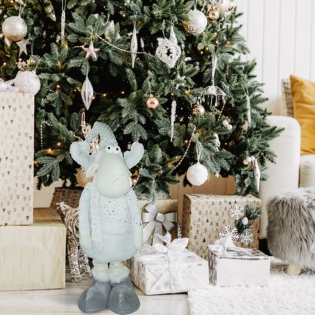 Renne BLANC de Noël 383031 hauteur réglable de 54 cm à 105 cm en polyester