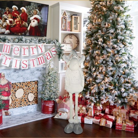 Renne BLANC de Noël 383031 hauteur réglable de 54 cm à 105 cm en polyester