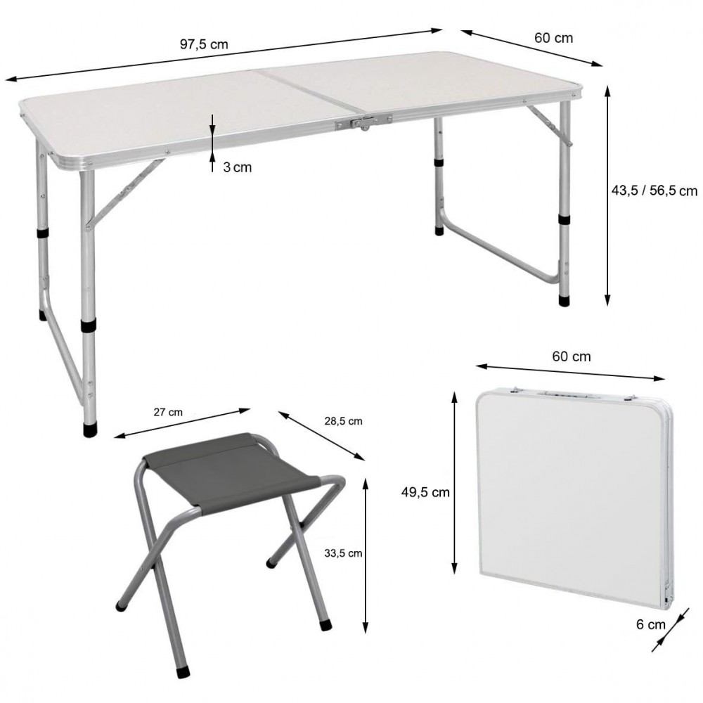 Table de pique-nique pliants et 4 tabourets...