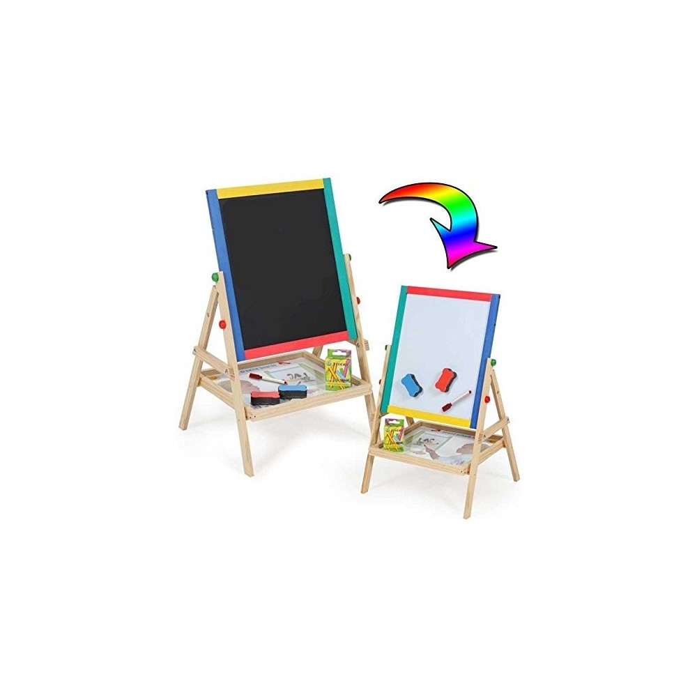 Tableau réversible 30 x 35,5 activités (L x H) polyvalentes pour enfants avec crayons et feutre