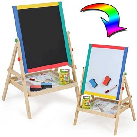 Tableau réversible 30 x 35,5 activités (L x H) polyvalentes pour enfants avec crayons et feutre