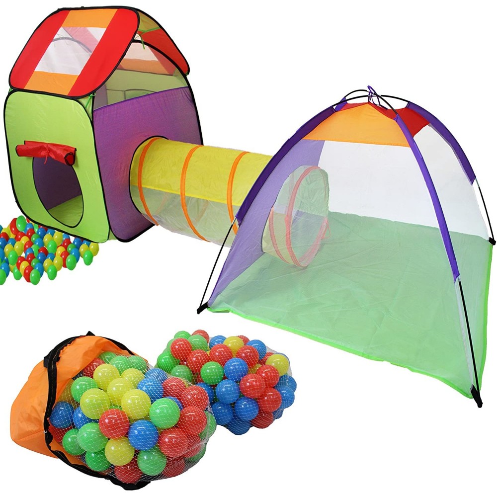 Rideau igloo pour enfants avec tunnel et 200 Boules assemblage pop up playground