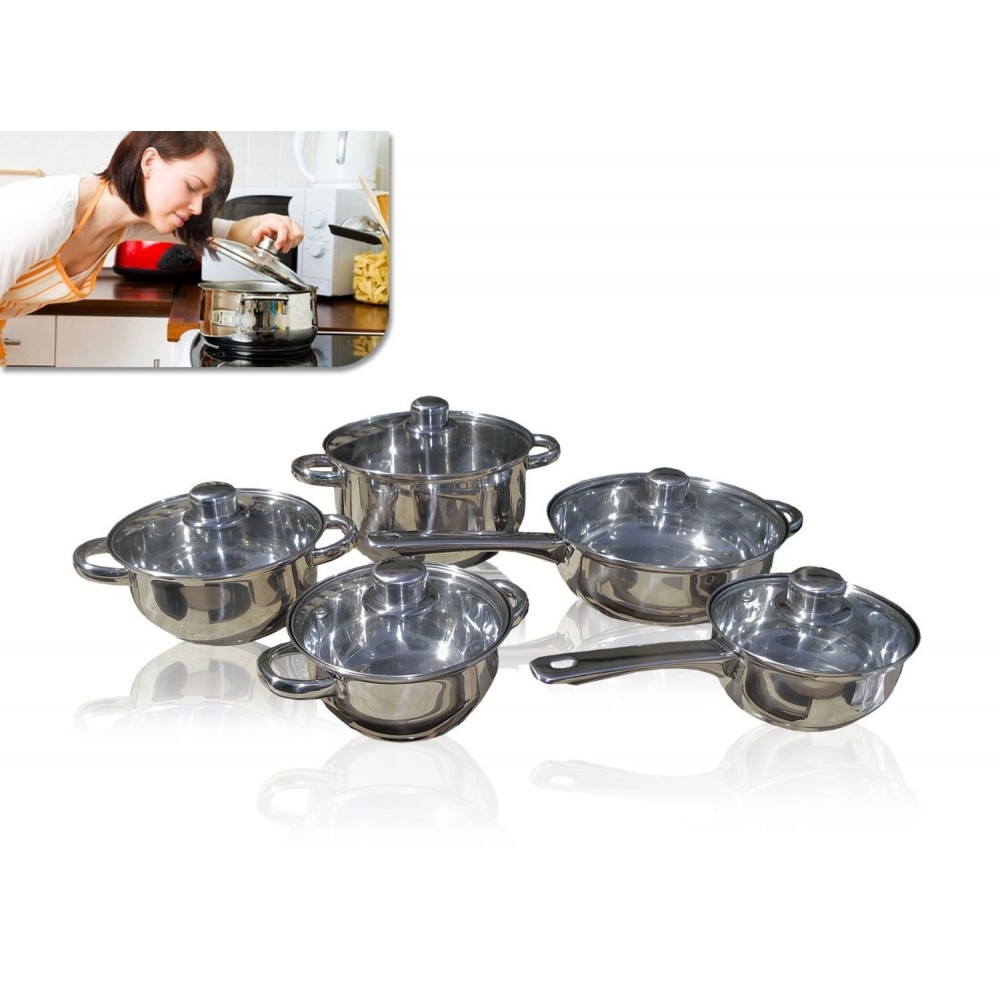 Lot de 10 pieces - casseroles et couvercles en acier inoxydable avec isolation thermique gère 587602