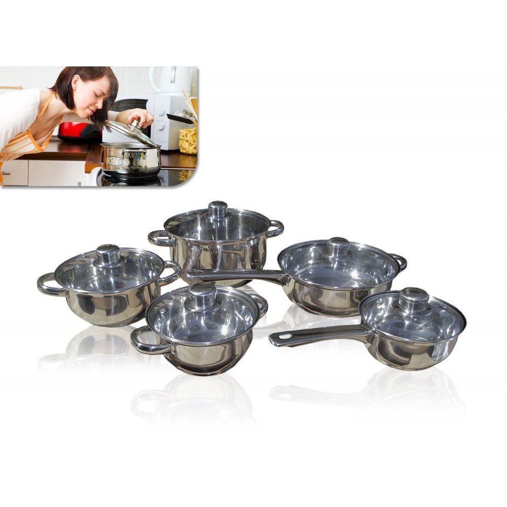 Lot de 10 pieces - casseroles et couvercles en acier inoxydable avec isolation thermique gère 587602