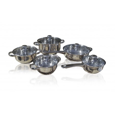 Lot de 10 pieces - casseroles et couvercles en acier inoxydable avec isolation thermique gère 587602