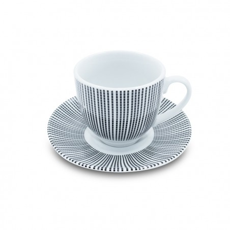 Set 6 tasses à café avec soucoupe à décor de rayures 270046 porcelaine