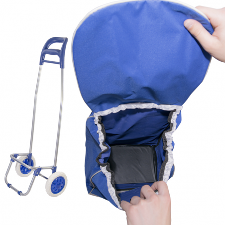Chariot de courses avec sac de couleur BLEU polyester art. 741057 avec roues