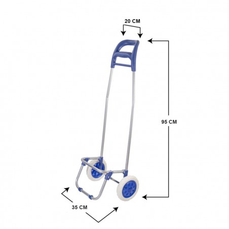 Chariot de courses avec sac de couleur BLEU polyester art. 741057 avec roues