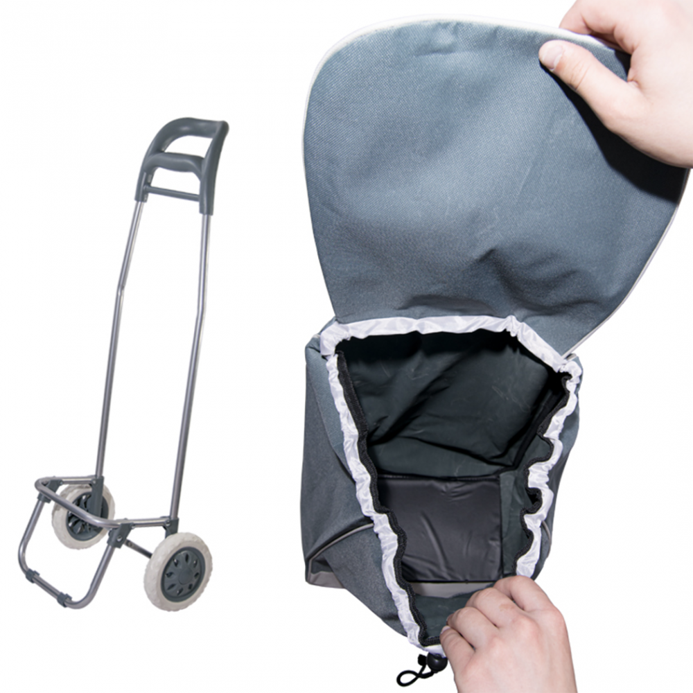 Chariot de courses avec sac couleur GRIS...