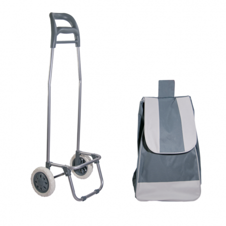 Chariot de courses avec sac couleur GRIS polyester art. 741781 avec roues