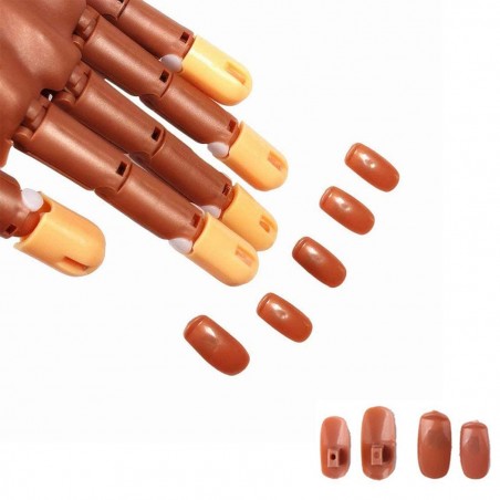 Fausse main articulée pour les ongles 184706 avec 100 tips et support de table