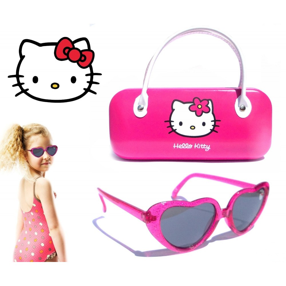 Lunettes pour enfants avec pochette en forme de cœur - Hello Kitty - 100% de protection UV KITTYPACK4