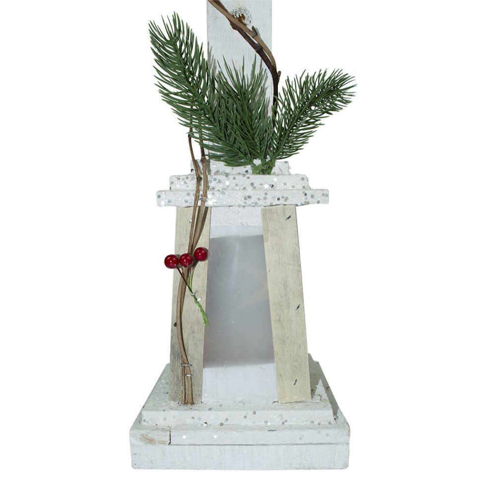 Lampe de Noël 293022 à paillettes en bois blanc...