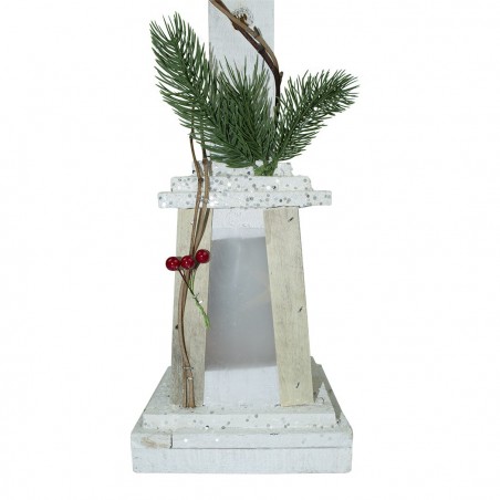 Lampe de Noël 293022 à paillettes en bois blanc h85 cm 15 led lumière chaude