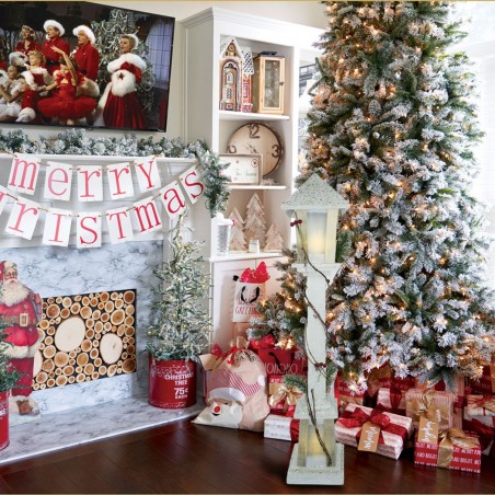 Lampe de Noël 293022 à paillettes en bois blanc h85 cm 15 led lumière chaude