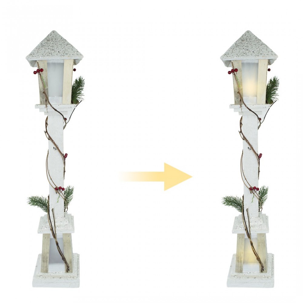 Lampe de Noël 293022 à paillettes en bois blanc...