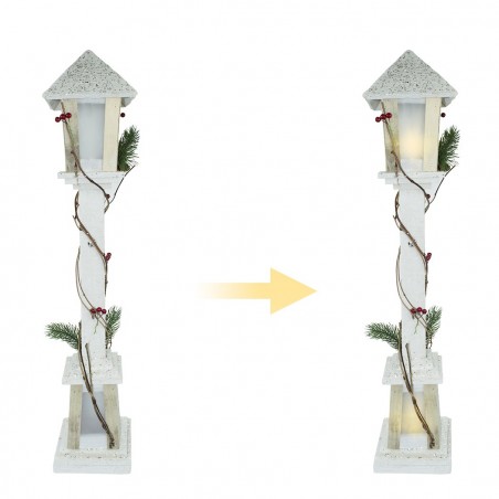 Lampe de Noël 293022 à paillettes en bois blanc h85 cm 15 led lumière chaude