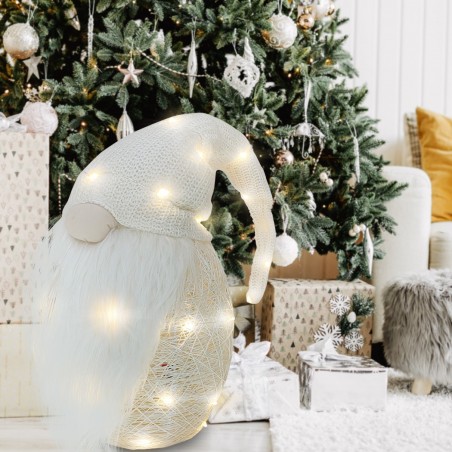 Gnome avec chapeau 308034 CREME de 104 cm avec mini lucioles et barbe en vinyle