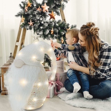 Gnome avec chapeau 308034 CREME de 104 cm avec mini lucioles et barbe en vinyle