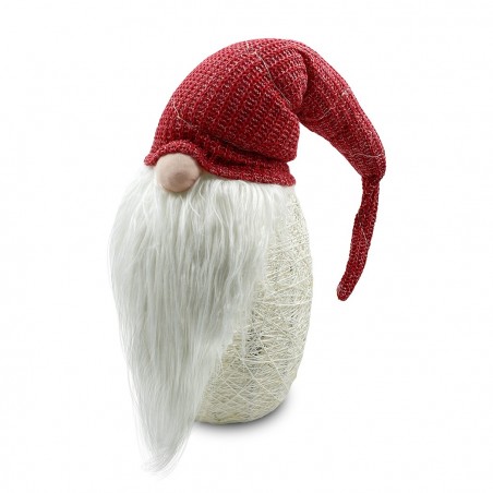 Gnome avec chapeau 308035 ROUGE 104 cm avec mini lucioles et barbe en vinyle