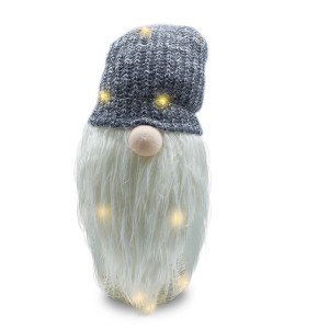 Gnome avec chapeau 308037 GRIS 87 cm avec mini lucioles et barbe en vinyle