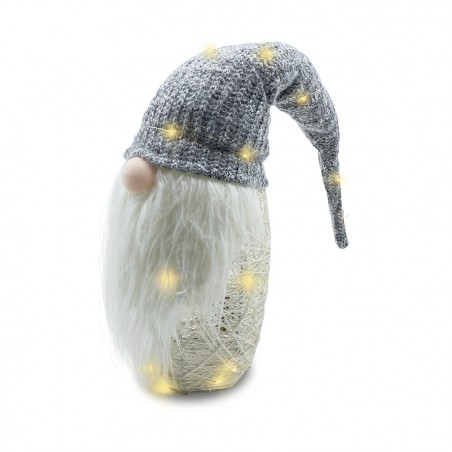 Gnome avec chapeau 308037 GRIS 87 cm avec mini lucioles et barbe en vinyle