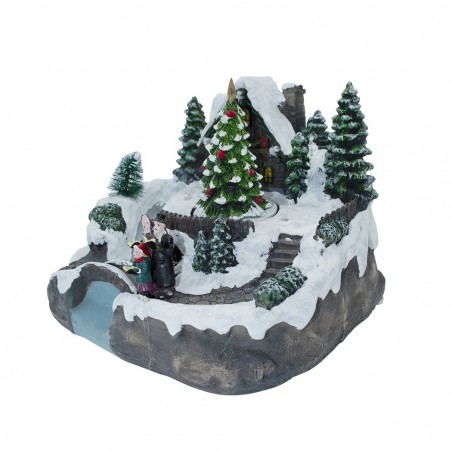 Village de Noël 361007 musique éclairage et mouvement 20x19x16 cm