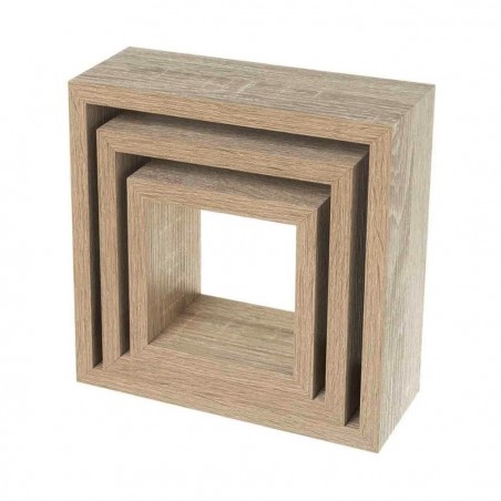 Set de 3 étagères cube en bois NATUREL 547076 avec accessoires de montage