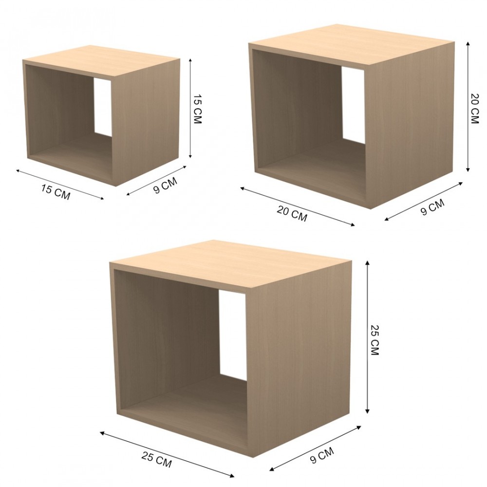 Set de 3 étagères cube en bois NATUREL 547076...