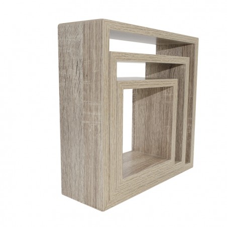 Set de 3 étagères cube en bois NATUREL 547076 avec accessoires de montage