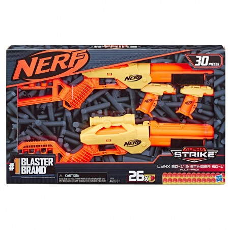Hasbro Nerf Alpha Strike 624638 avec 4 armes blaster et 26 fléchettes en mousse