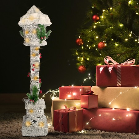 Lampe de Noël 867521 lanterne tissée paillettes et neige 60 cm avec lumière