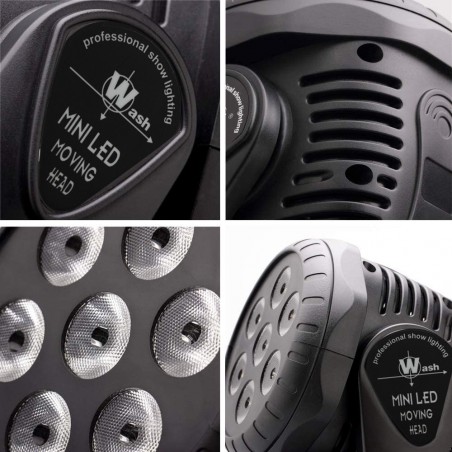 Mini-Lampe stroboscopique rotative avec 7 LED 10w multicolores 664868 RGBW 150W