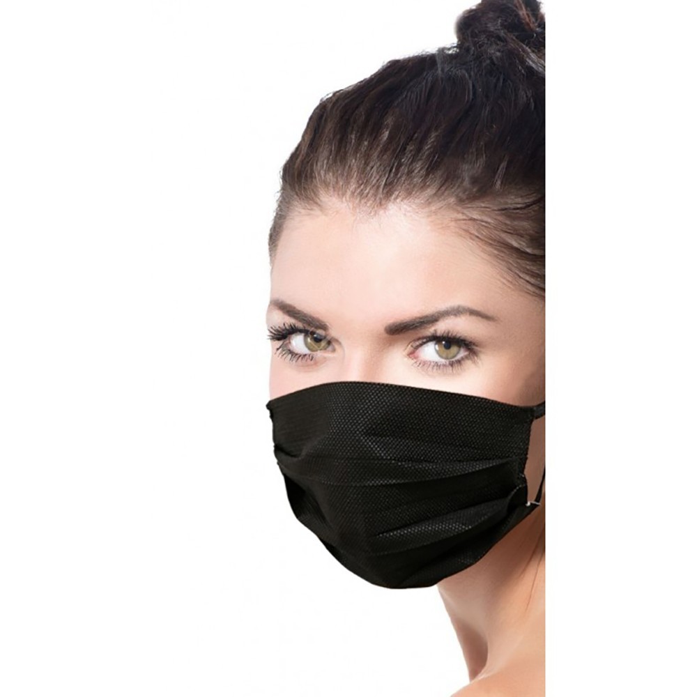 Pack 10 pcs Masque chirurgical NOIR avec lacets...