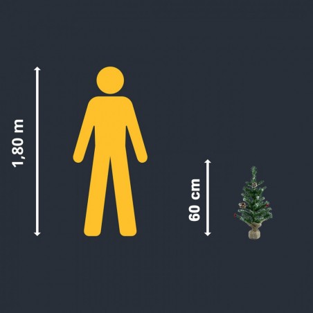 Arbre de Noël 60H Cm 309020 Avec base de jute En PVC Epicéa artificiel