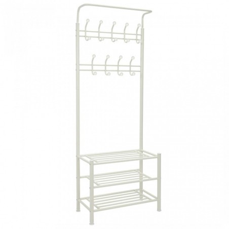 Stand avec porte-vêtements blanc pour le couloir 3 étagères 65x29xH190 cm