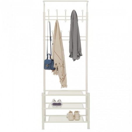 Stand avec porte-vêtements blanc pour le couloir 3 étagères 65x29xH190 cm