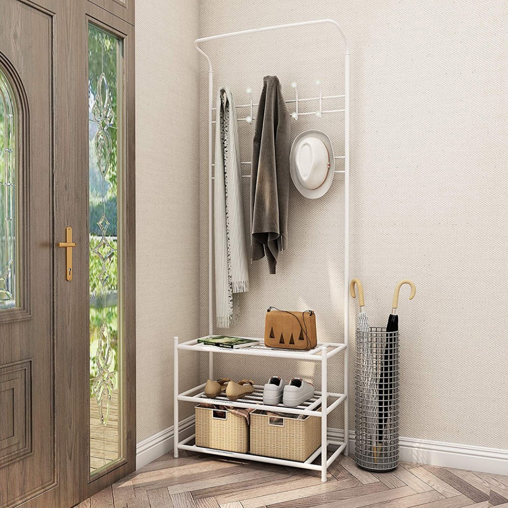 Stand avec porte-vêtements blanc pour le...